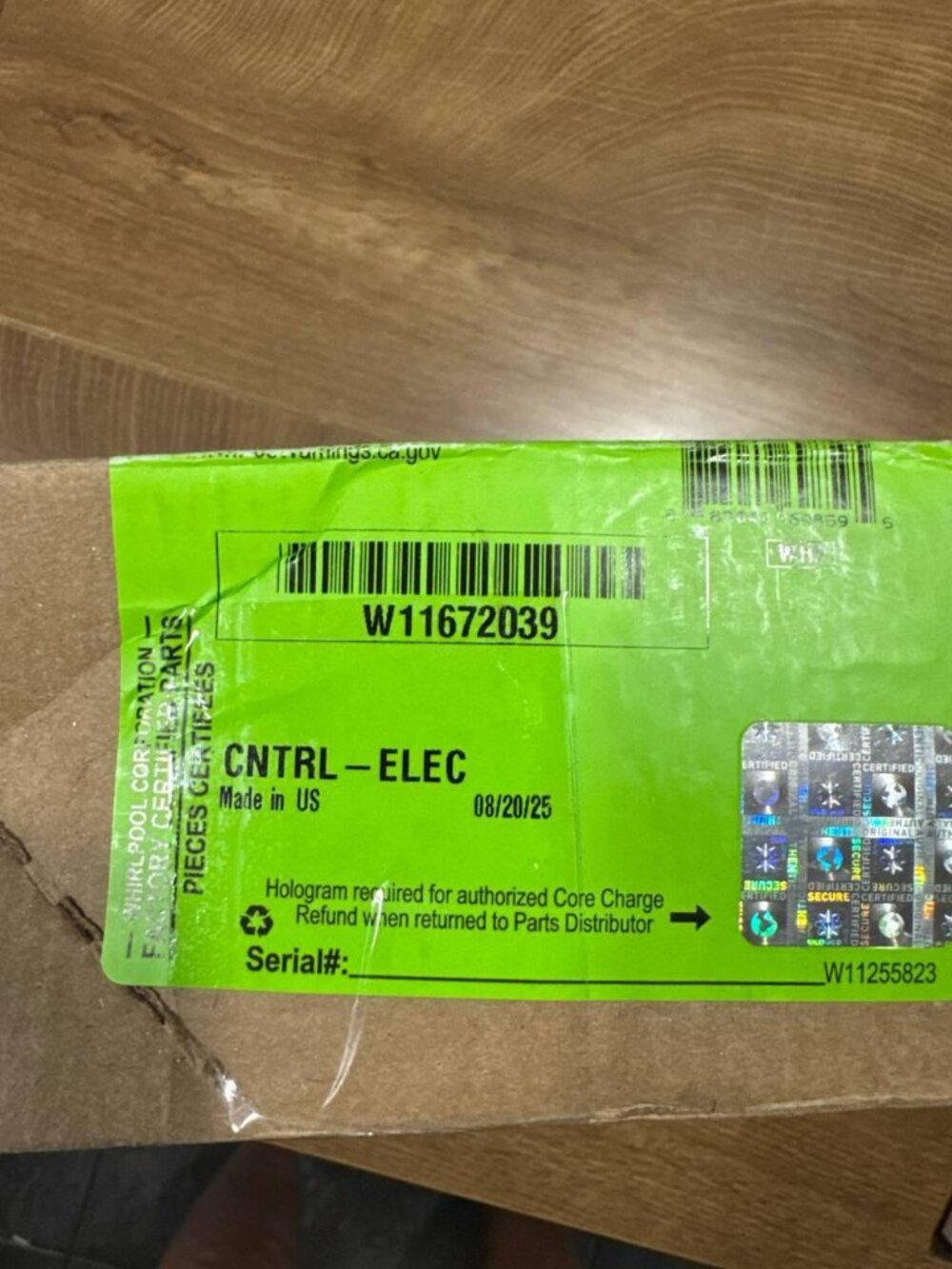 W11672039 control board BRAND NEW OEM